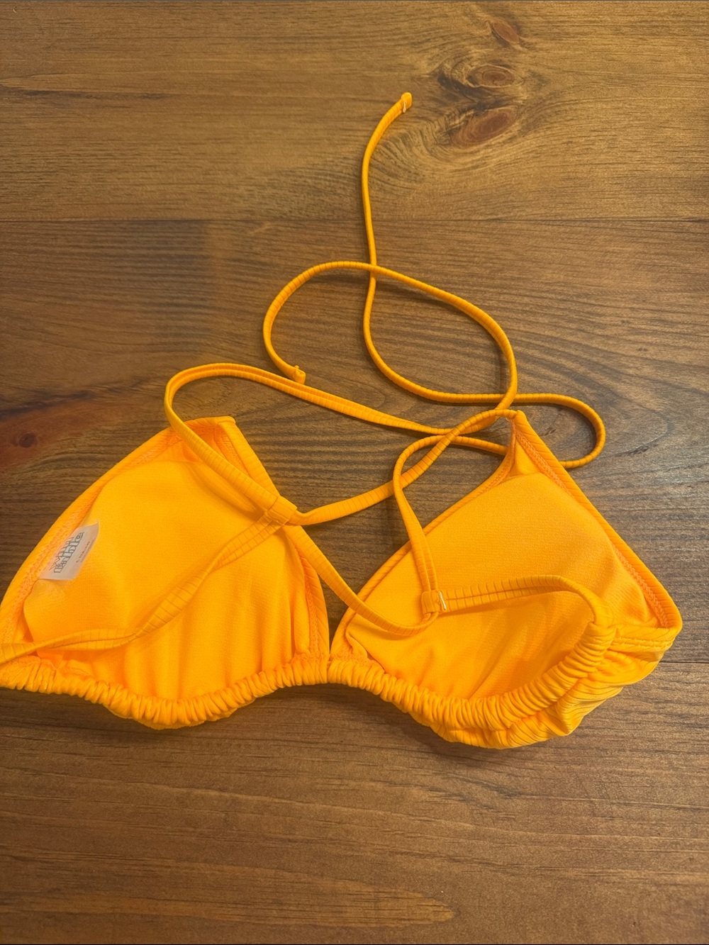 Orange Ribbed Triangle Bikini Top - Picture 8 of 9